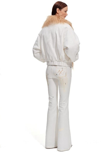 Heavy Washed Denim Stretch Bootcut Pants