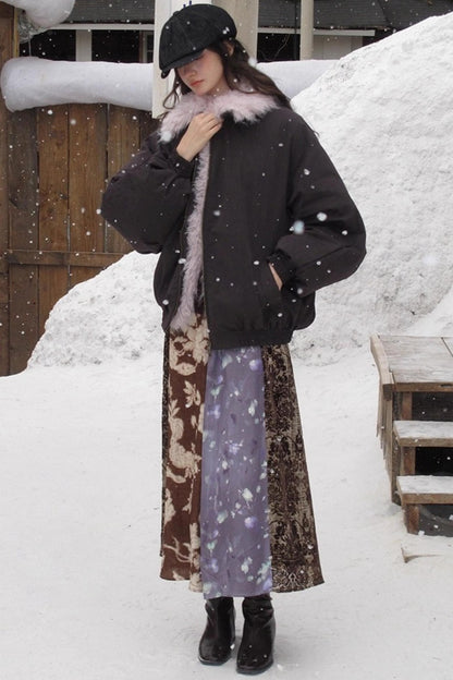 Retro Jacquard Taro Purple Skirt