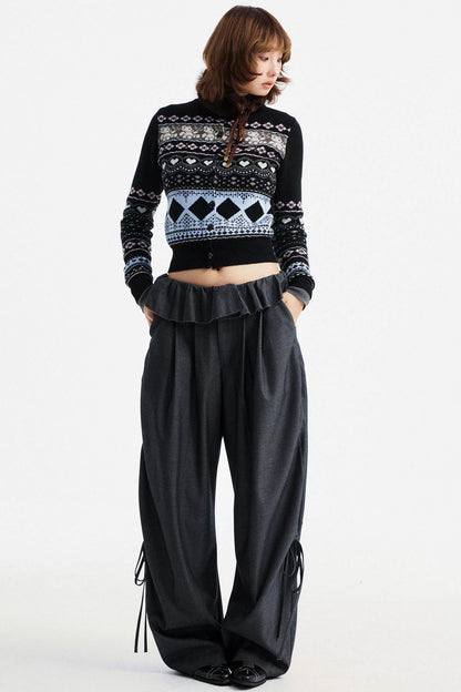 Retro Bear Jacquard Wool Cardigan