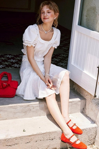 White Lace A-Line Skirt