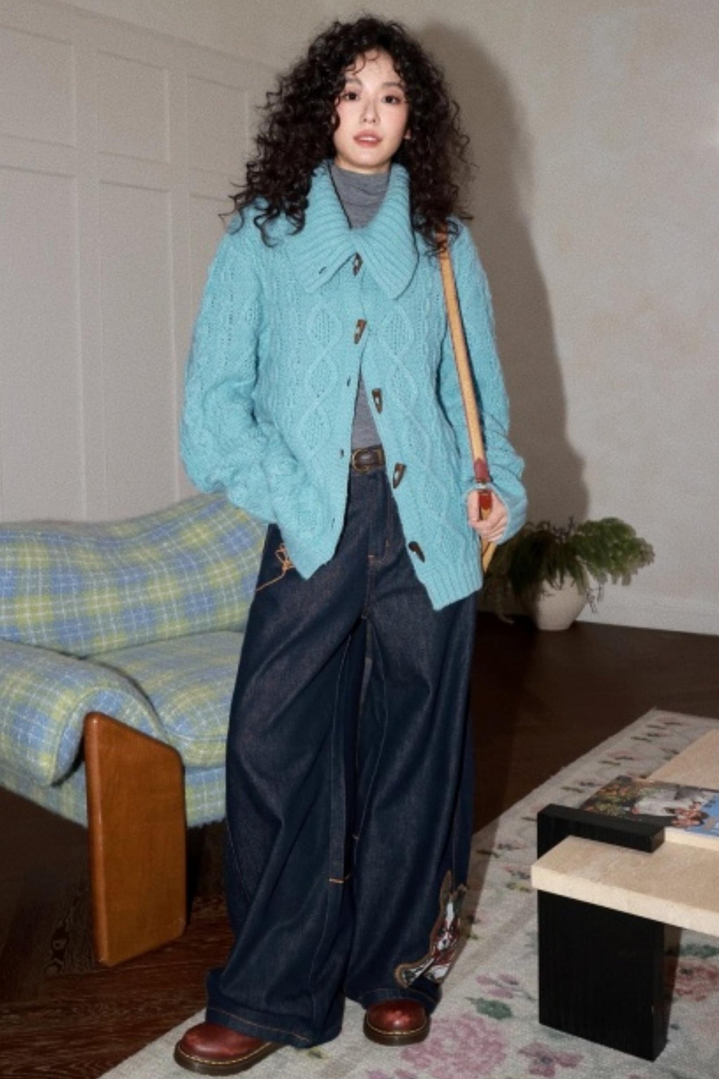 Wool Cable Knit Cardigan