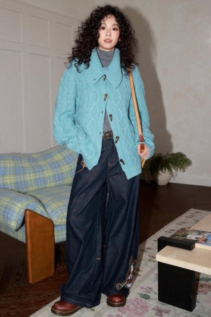 Wool Cable Knit Cardigan