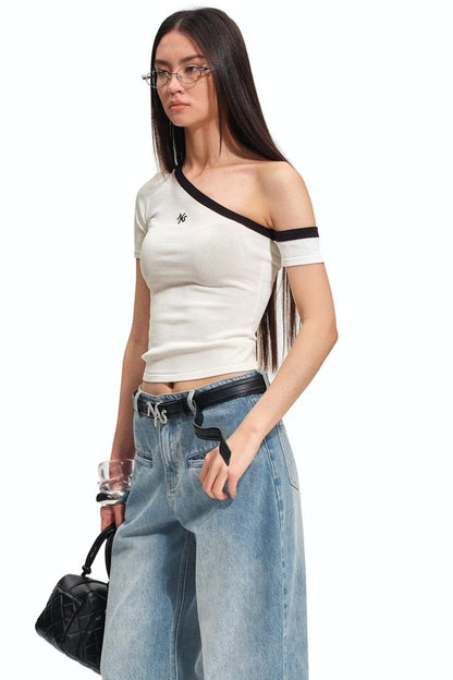 Asymmetrical Ice Linen Top