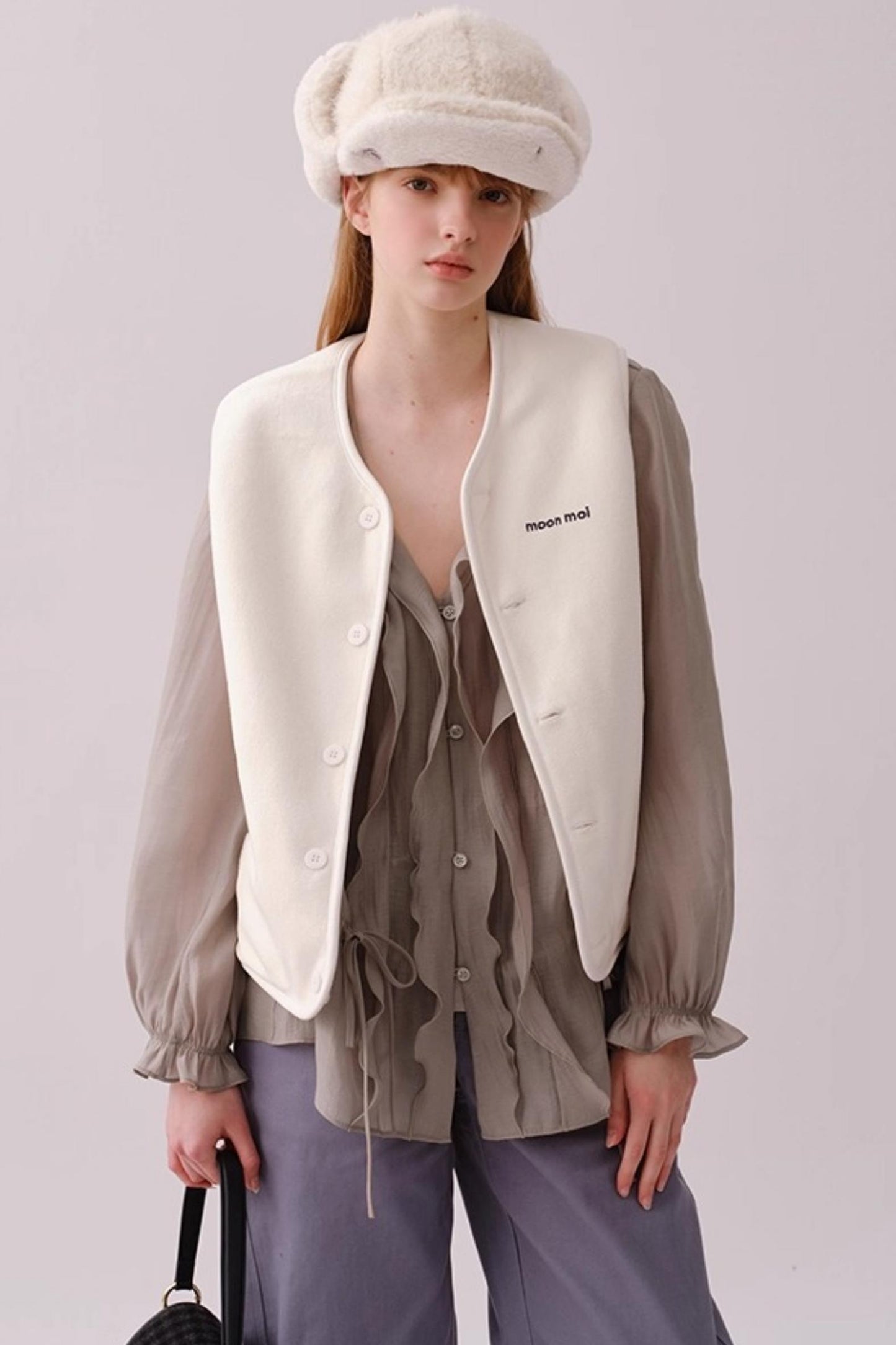 Lyocell Ruffled V-Neck Shirt