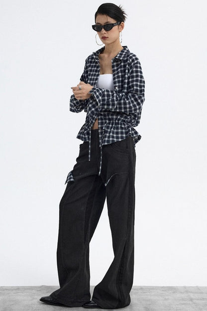 Deconstructed Matte Black Cargo Pants