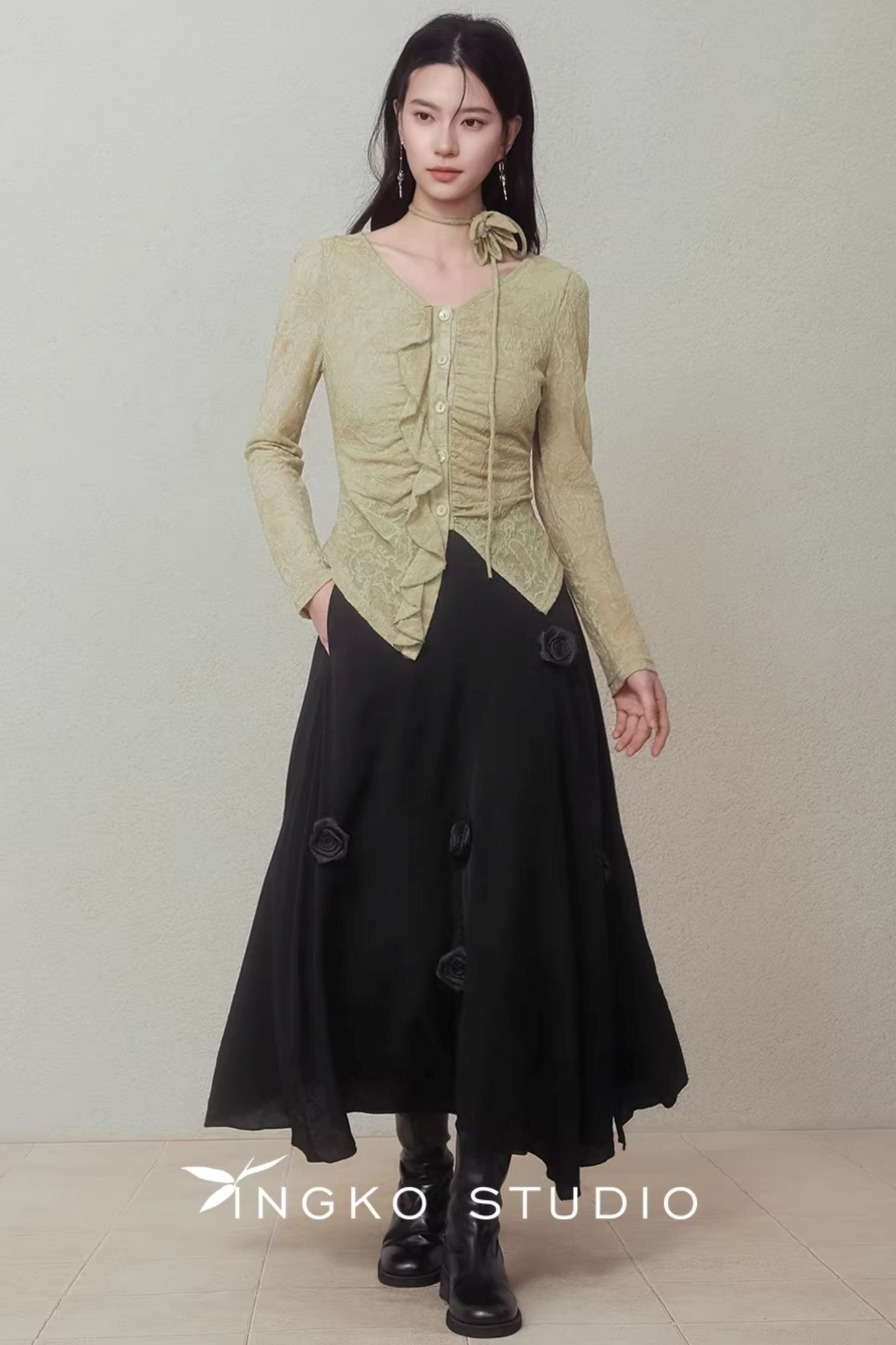 Spring Bud Green Floral Top