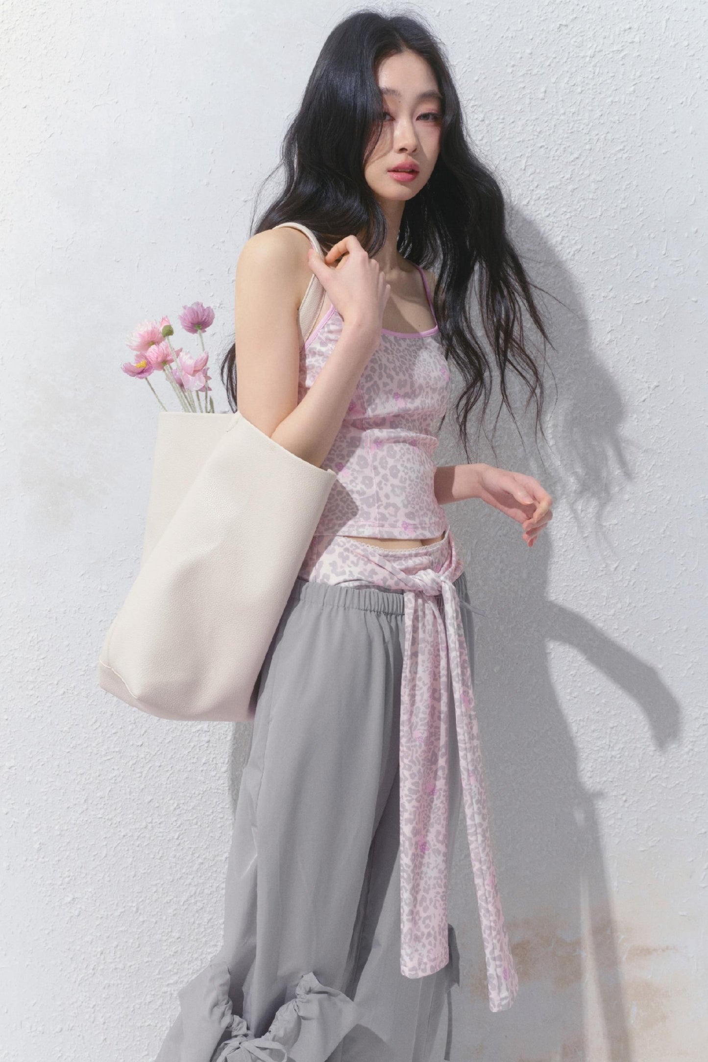 Peach Pink Leopard Print Camisole Set-Up