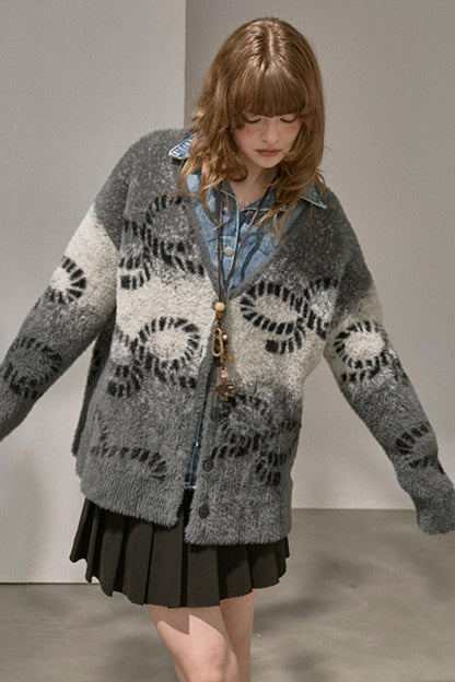Gradient Knitted Loose Cardigan