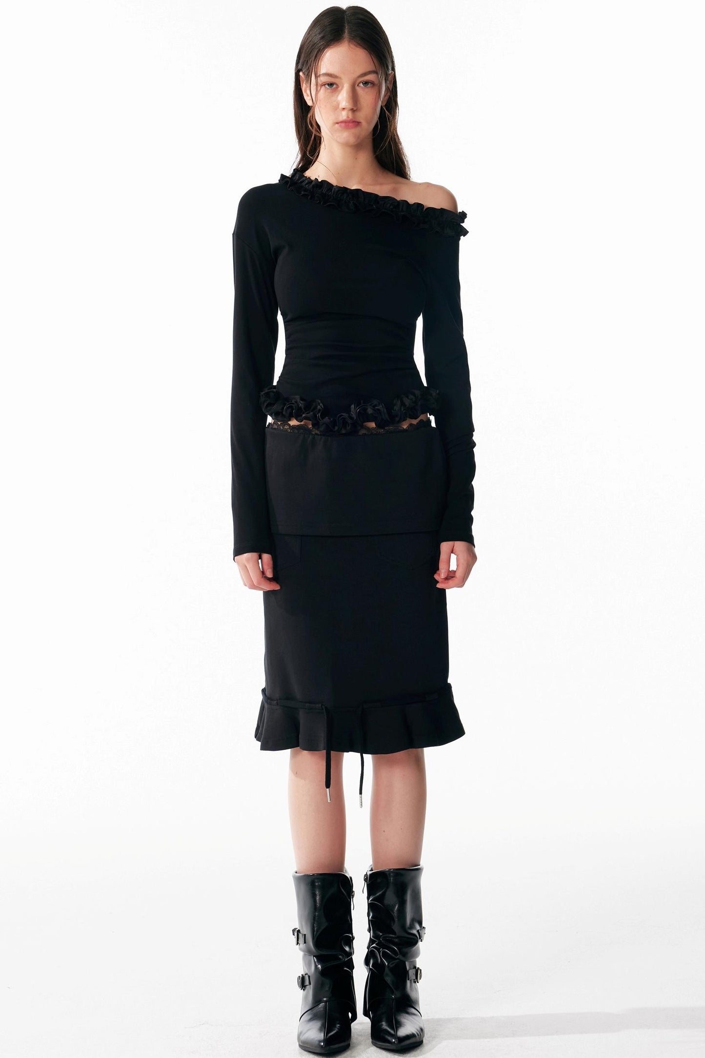 Irregular Lace Waist Slimming Top