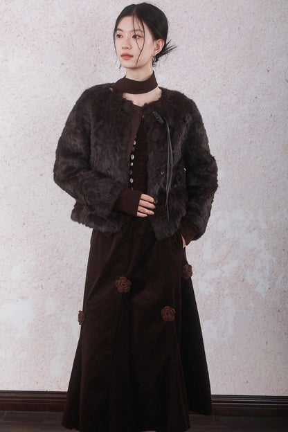 Caramel Coffee Shell Buckle Streamer Top