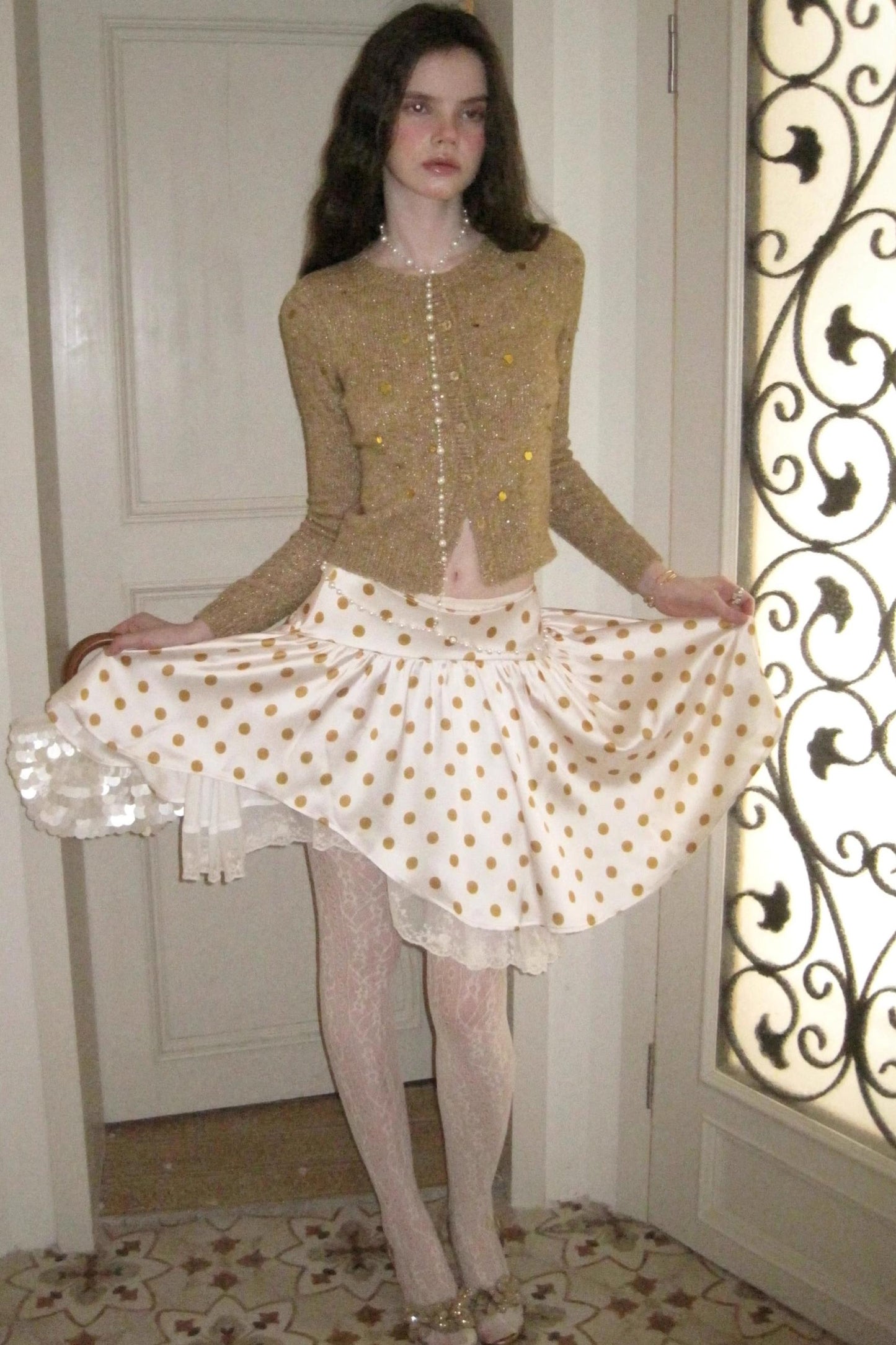 Vintage Lace Polka Dot Skirt