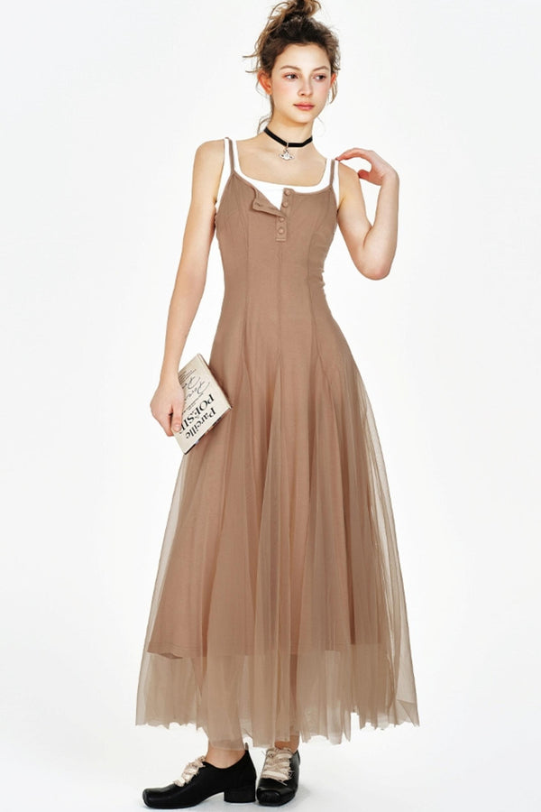 Chic V-Neck Mesh Dress Set-Up