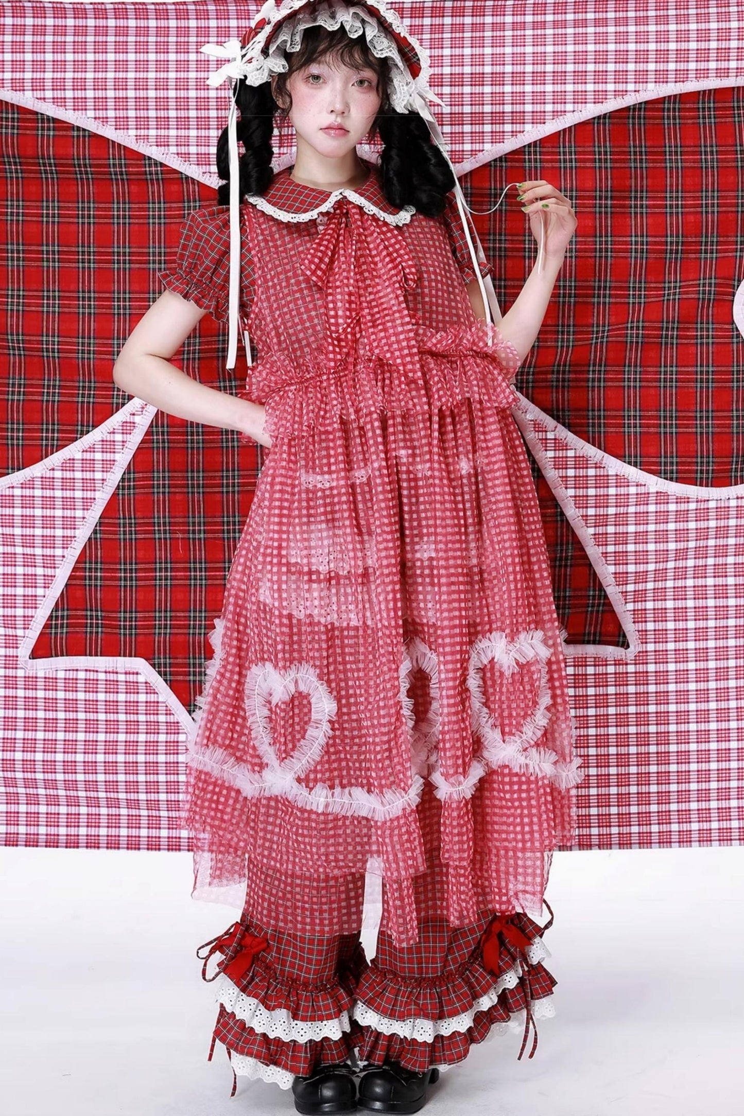 Retro Plaid Mesh Dress
