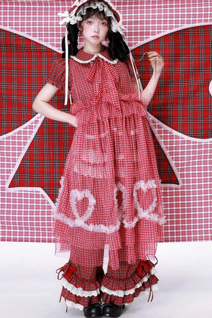 Retro Plaid Mesh Dress