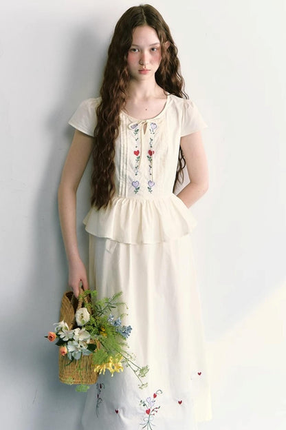 Colorful Embroidered Double-Layer Dress