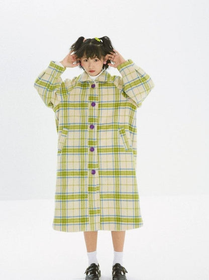 Long Sandwich Warm Tweed Coat