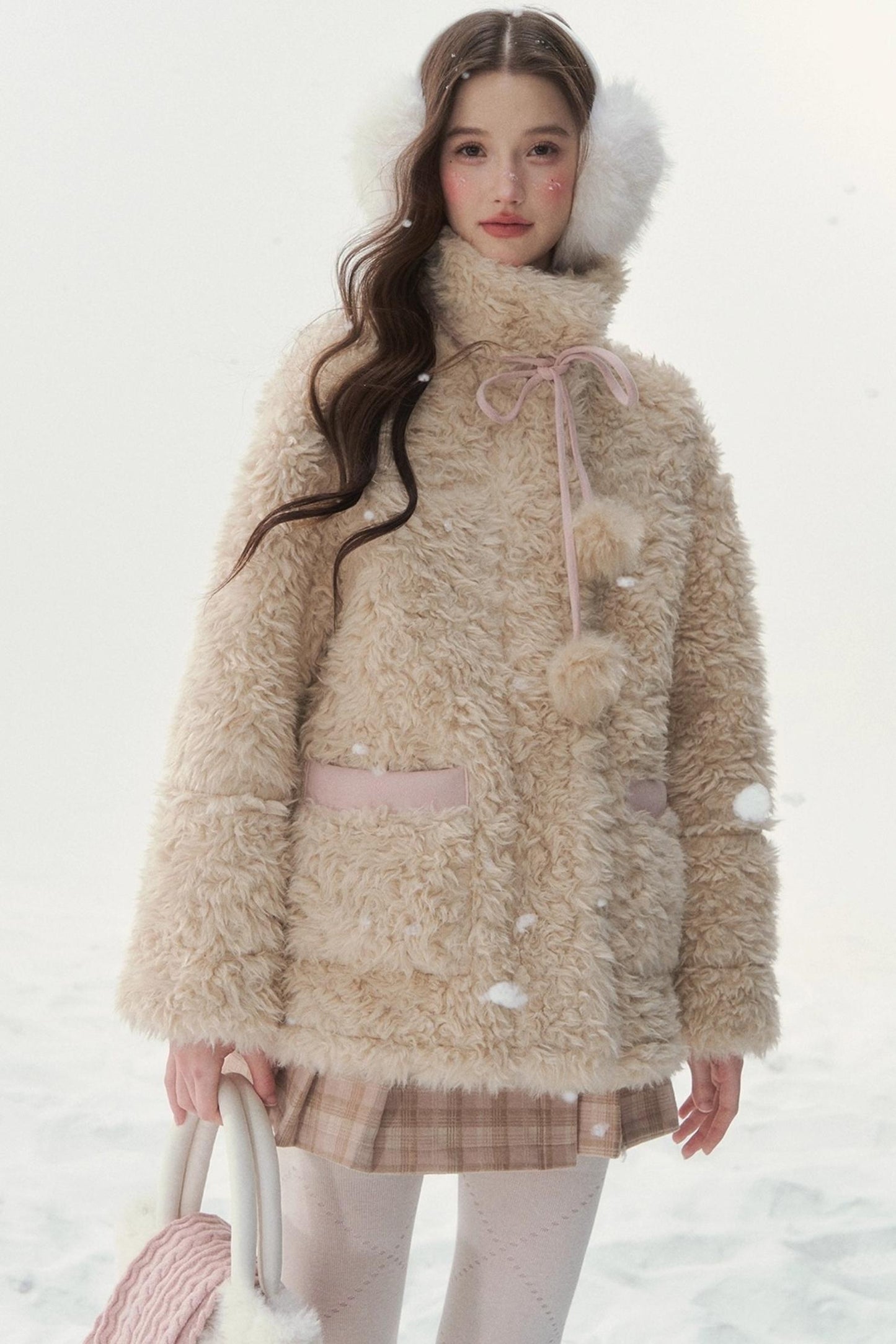 Pink and Blue Reversible Fur Coat