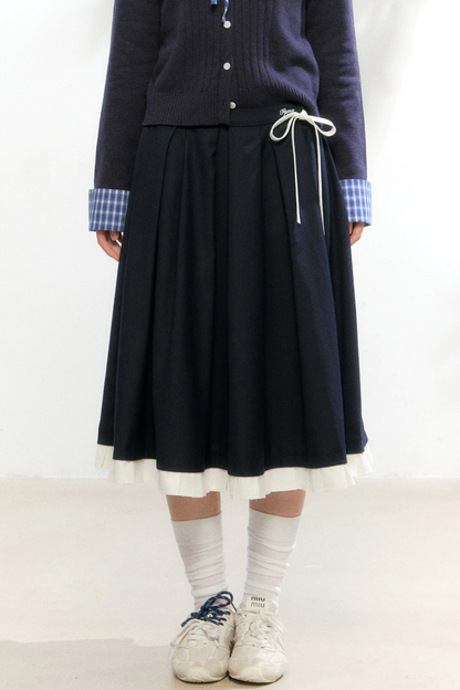 Knit Contrasting Sweater Skirt Set-Up