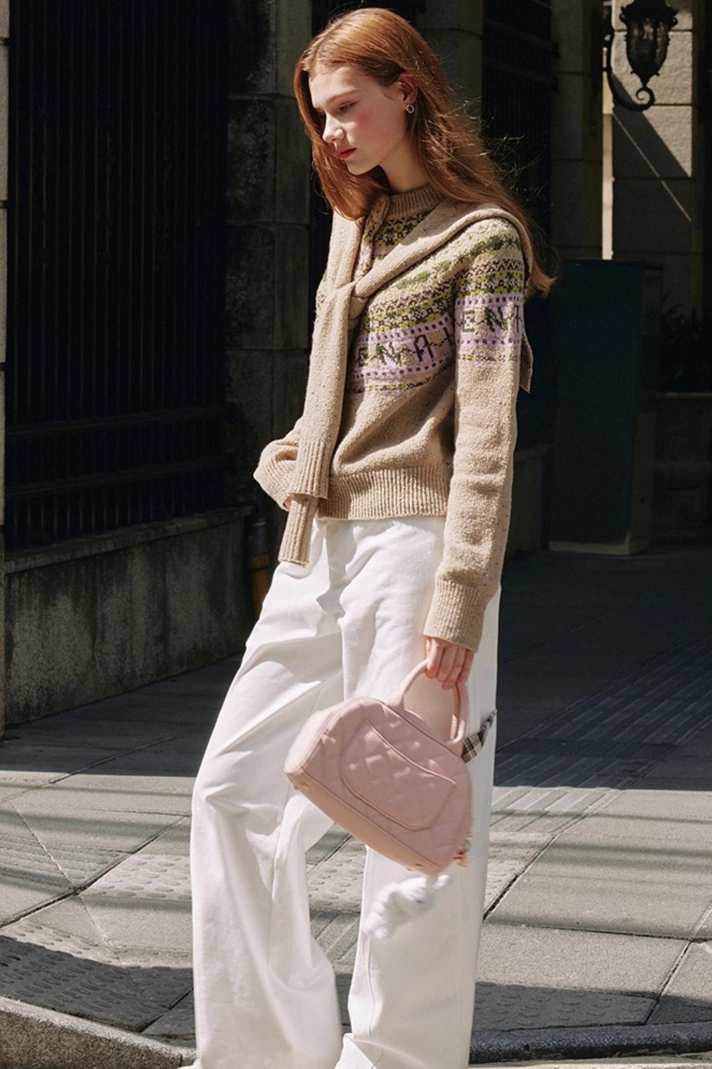 White Plaid Wide-Leg Cargo Pants