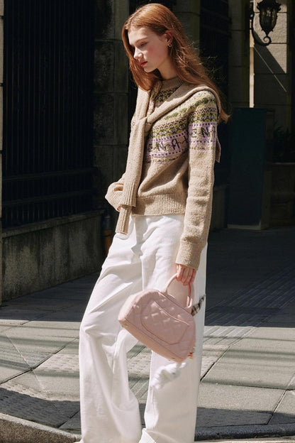 White Plaid Wide-Leg Cargo Pants