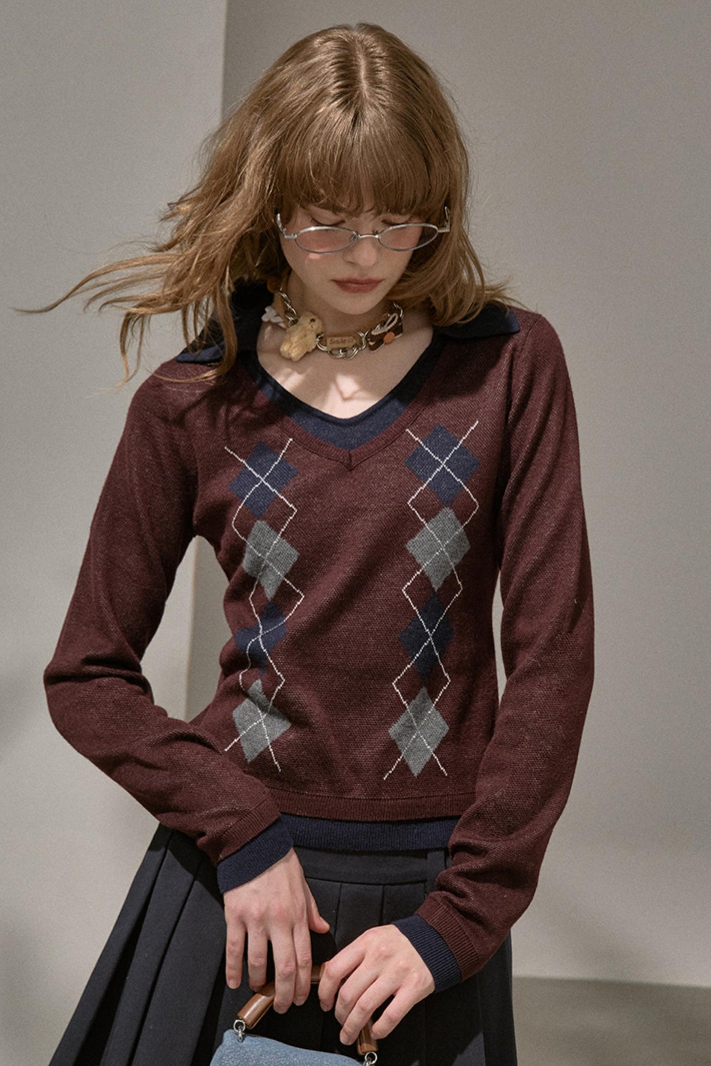 Slim V-Neck Warm Knitted Top