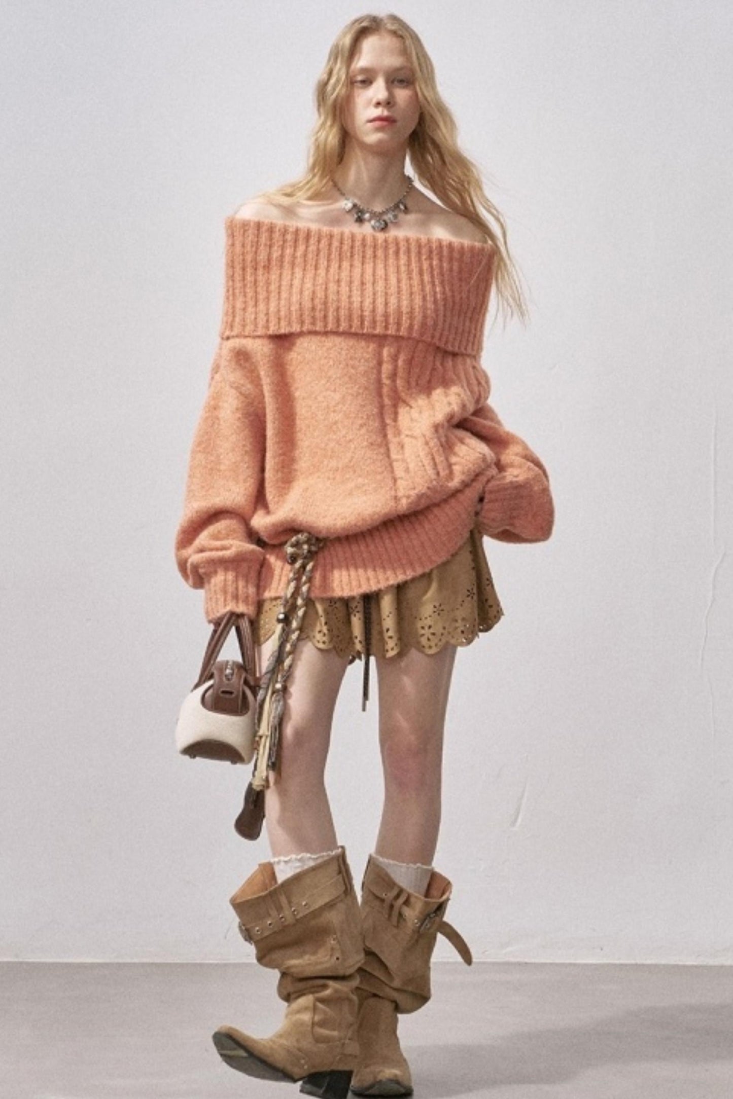 One-Shoulder Cable-Knit Sweater