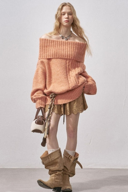 One-Shoulder Cable-Knit Sweater