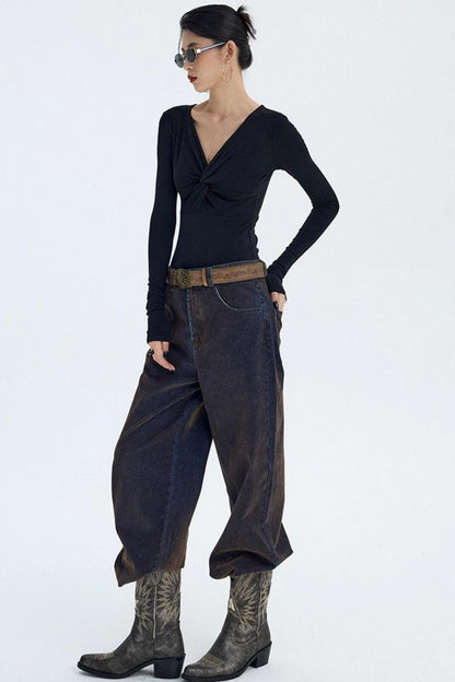 Distressed Velvet Winter Pants