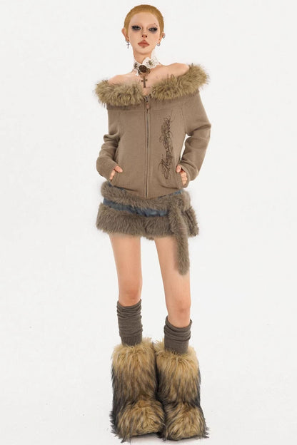 Light Gray Off-Shoulder Sweater