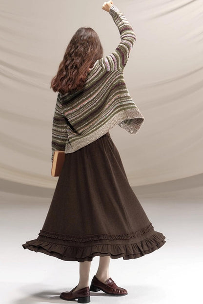 Hazelnut Lace Wool Skirt
