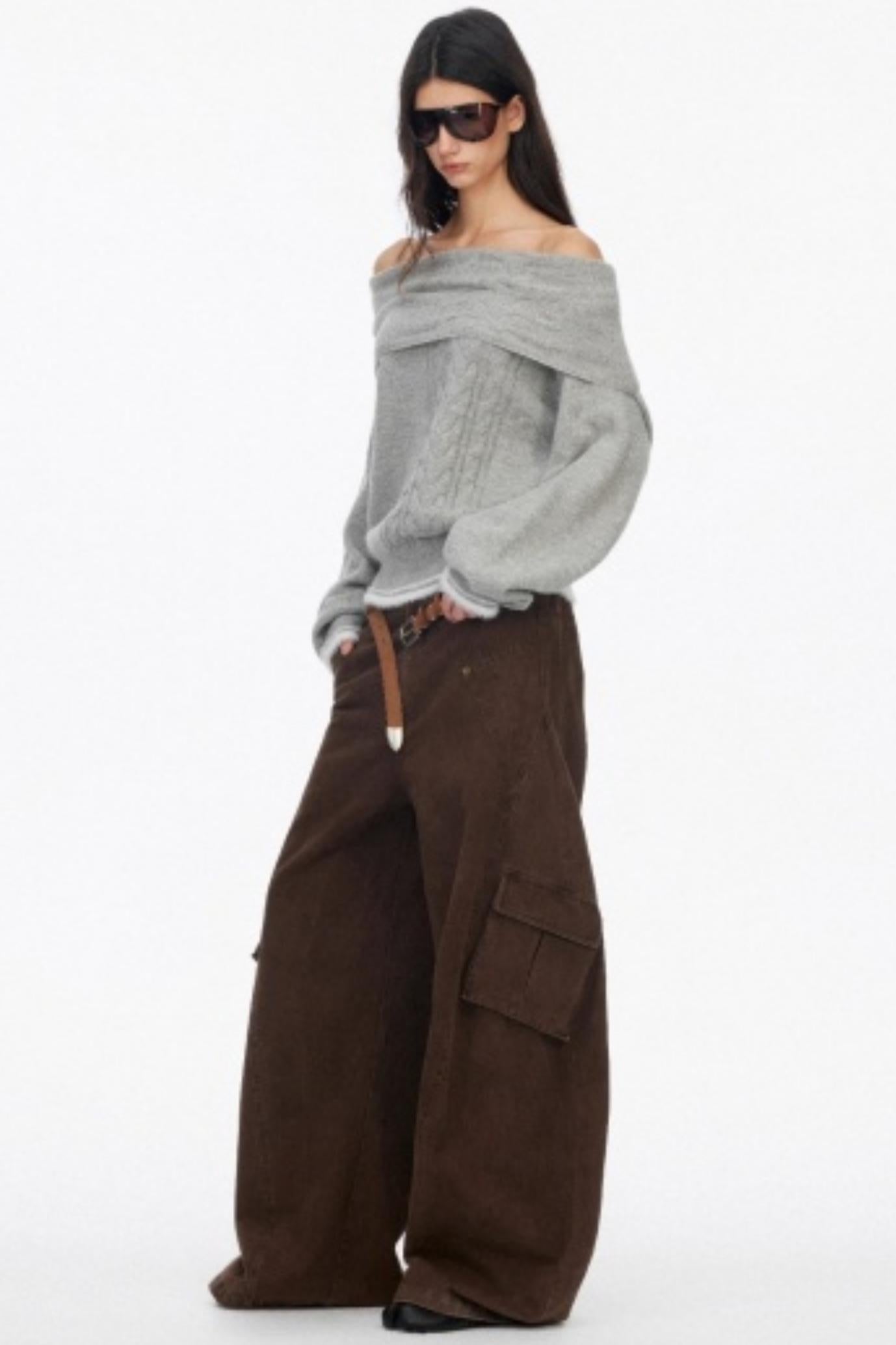 Distressed Wide-Leg Cargo Pants