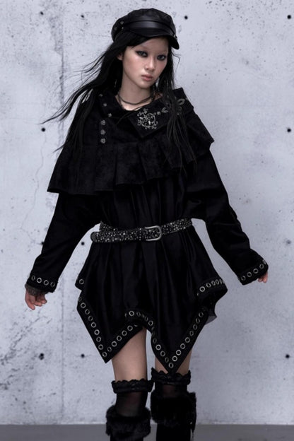 Dark Punk Patchwork Midi Skirt