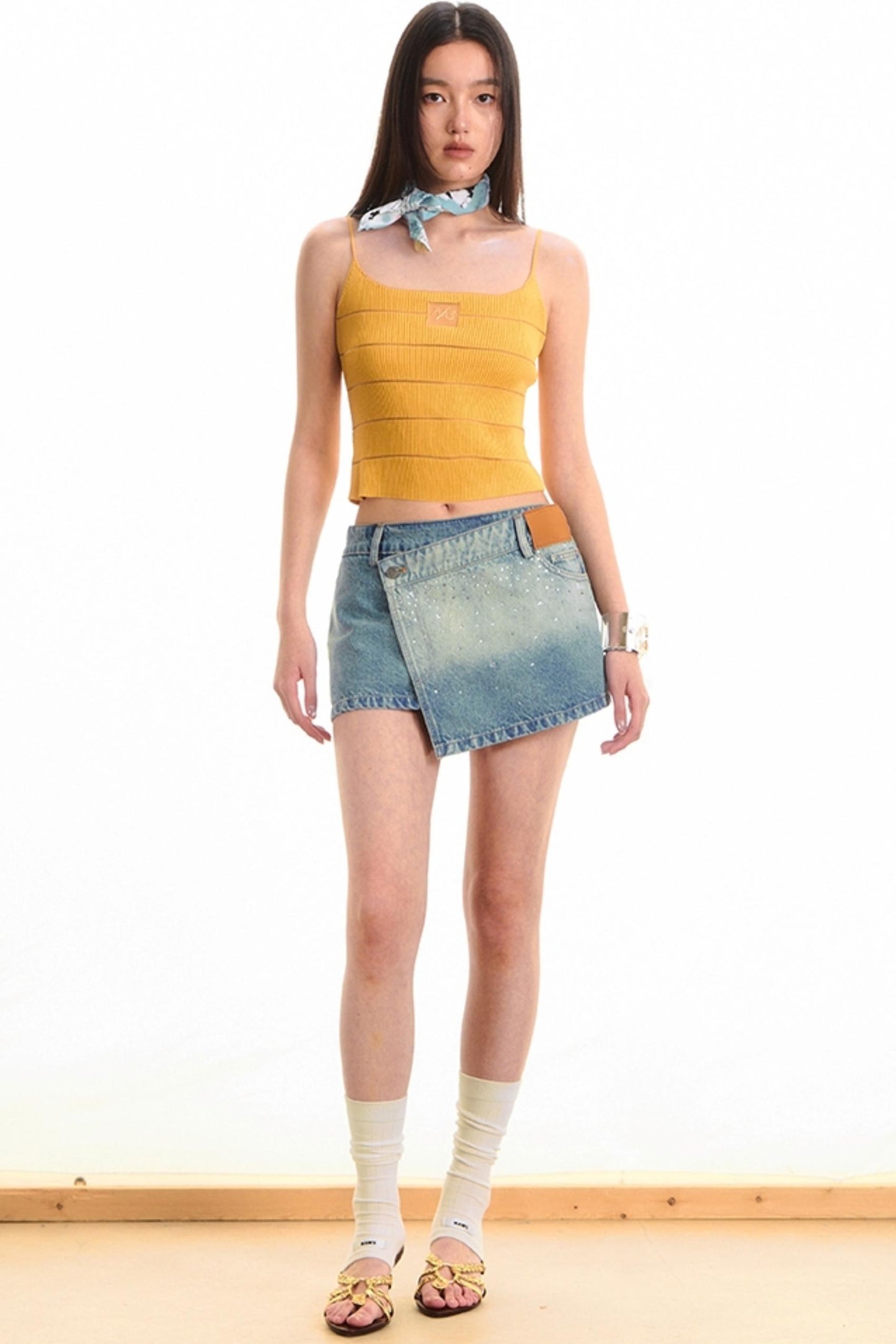 Origami Denim A-line Skirt