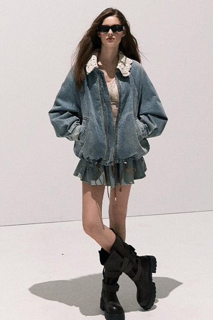 Vintage Crochet Denim Jacket Set-Up