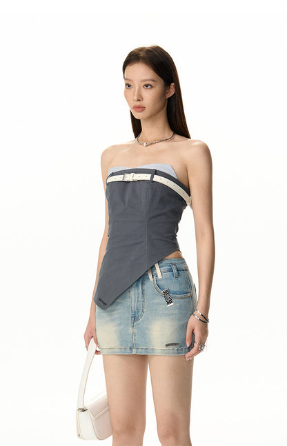 Modern style hem design tube top