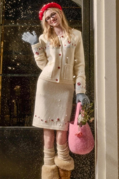 Snow Berry Wool Sweater Skirt Set-Up