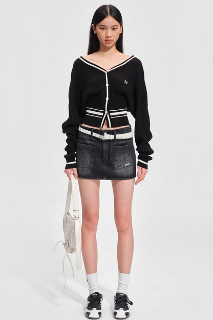 Tencel Wool Striped Cardigan