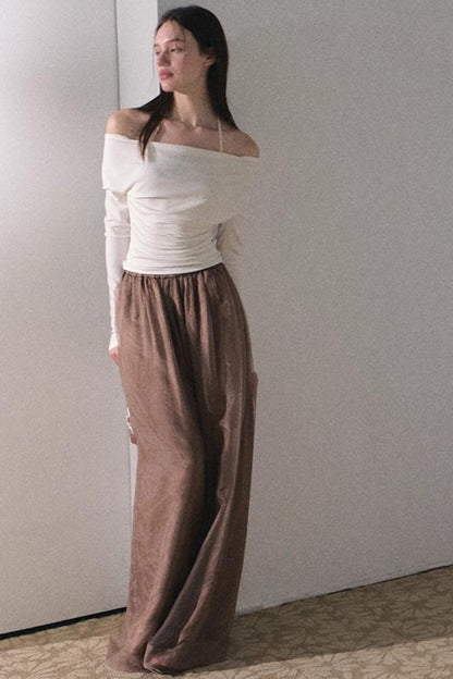 Apricot Satin Double-Layer Pants