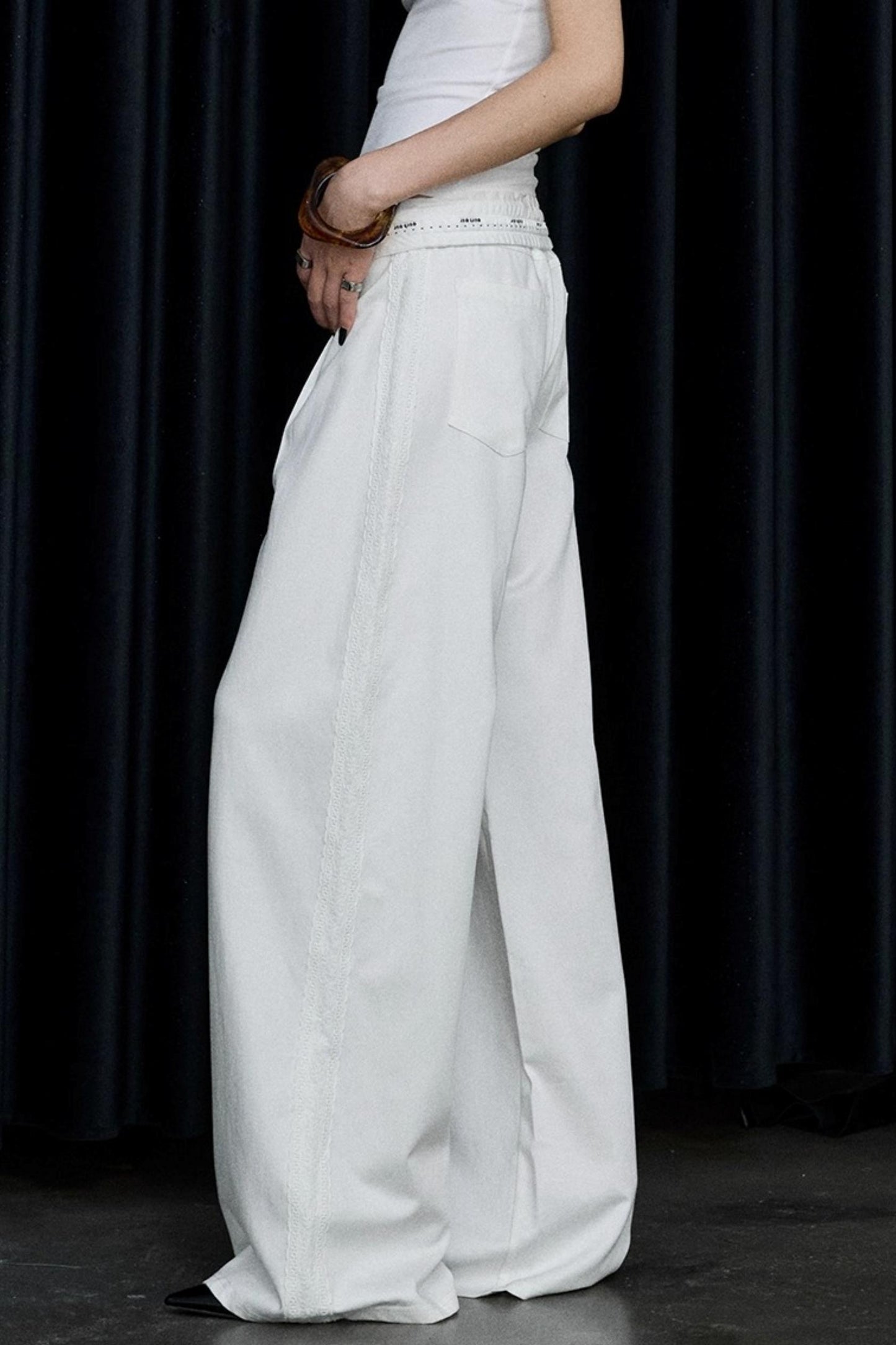 Autumn White Wide-Leg Pants