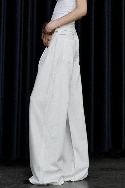 Autumn White Wide-Leg Pants