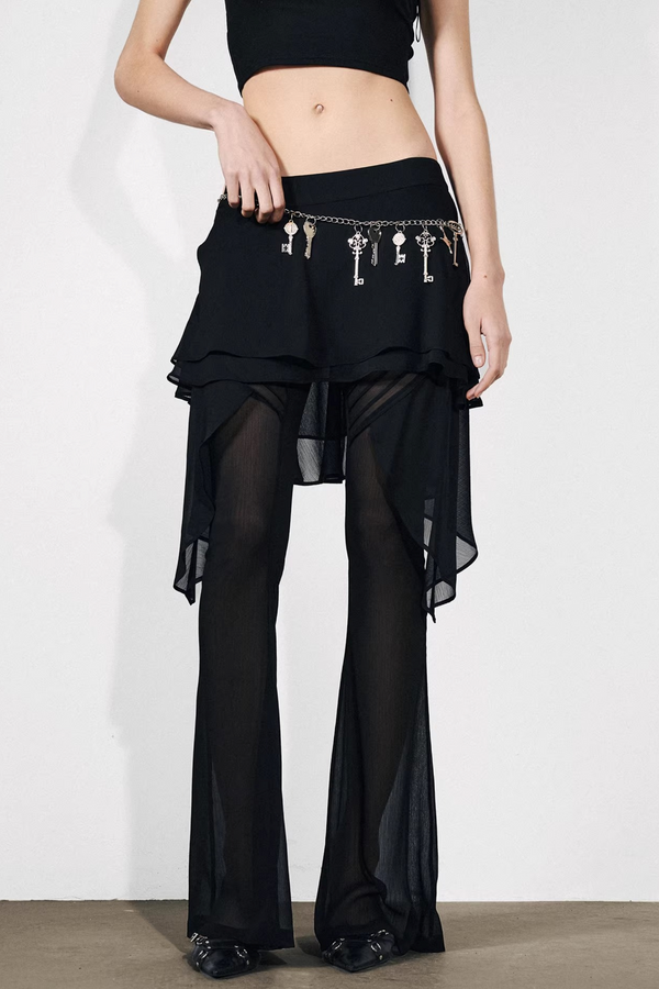 Chiffon Ruffled Skirt Pants
