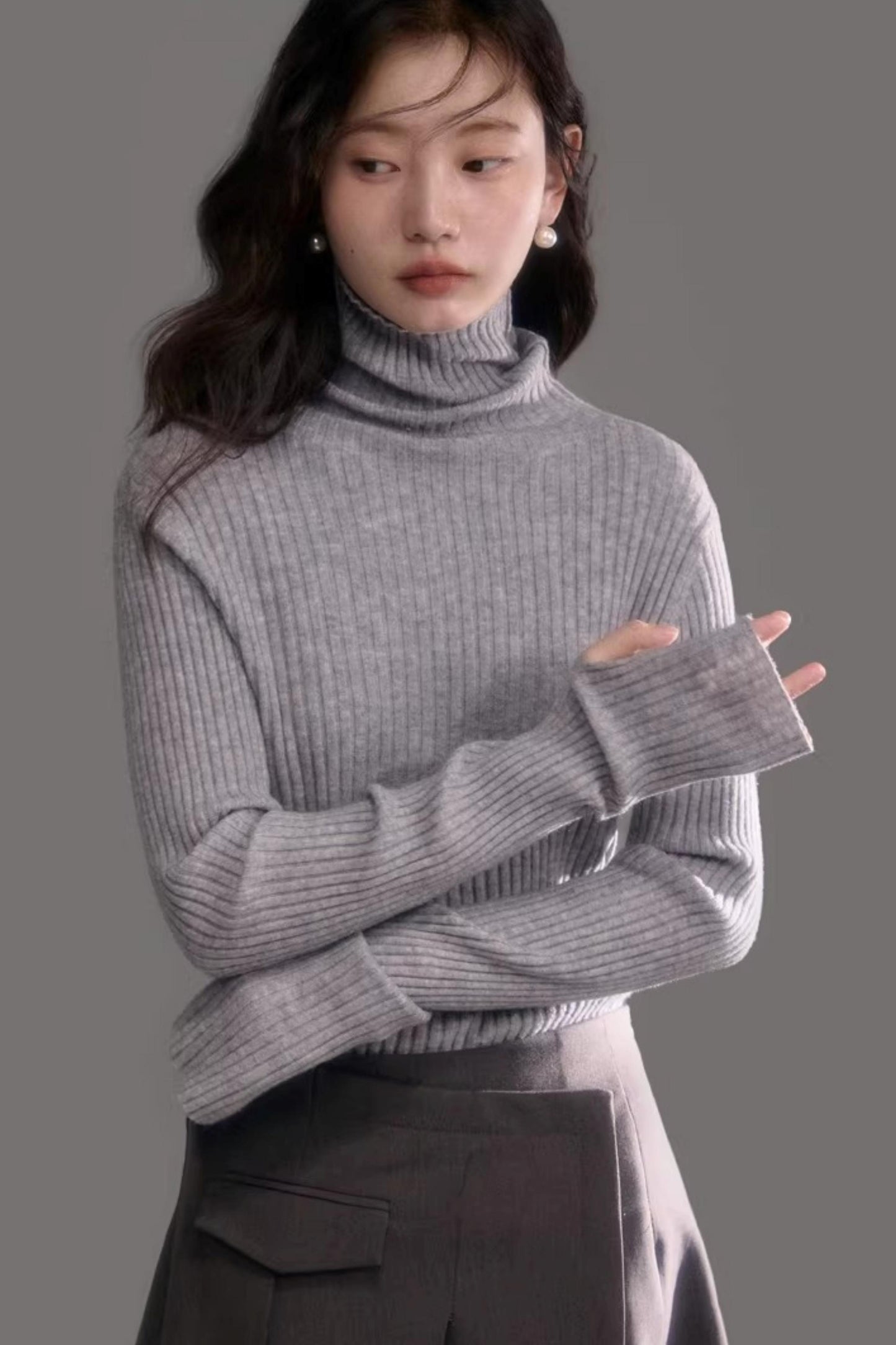 Soft Cloud Ribbed Turtleneck Sweater