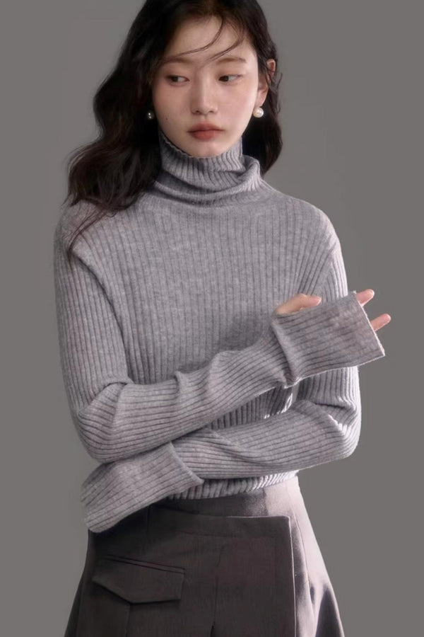 Soft Cloud Ribbed Turtleneck Sweater