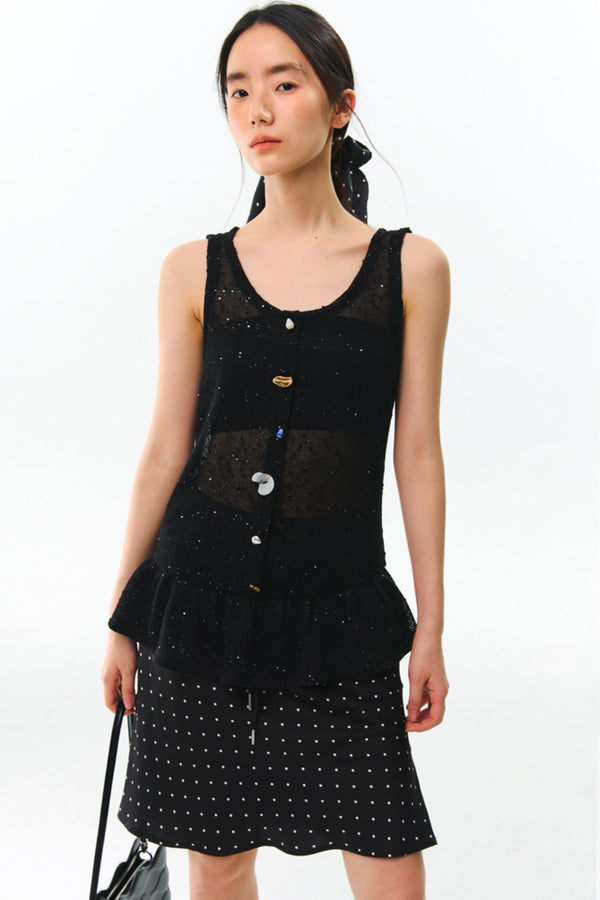 Shards Sequin Ruffled Top