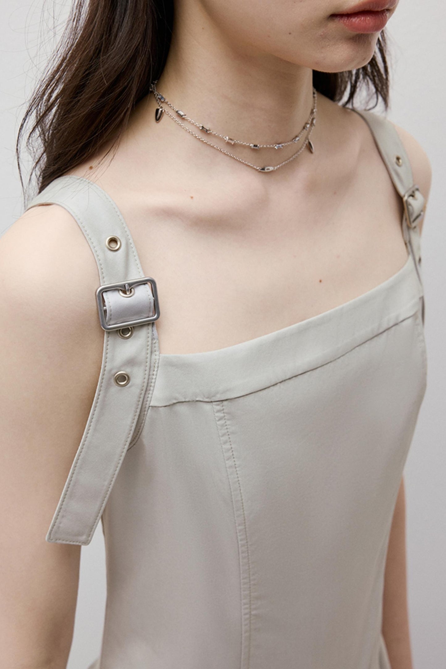 Asymmetrical Bud Gray Bubble Dress