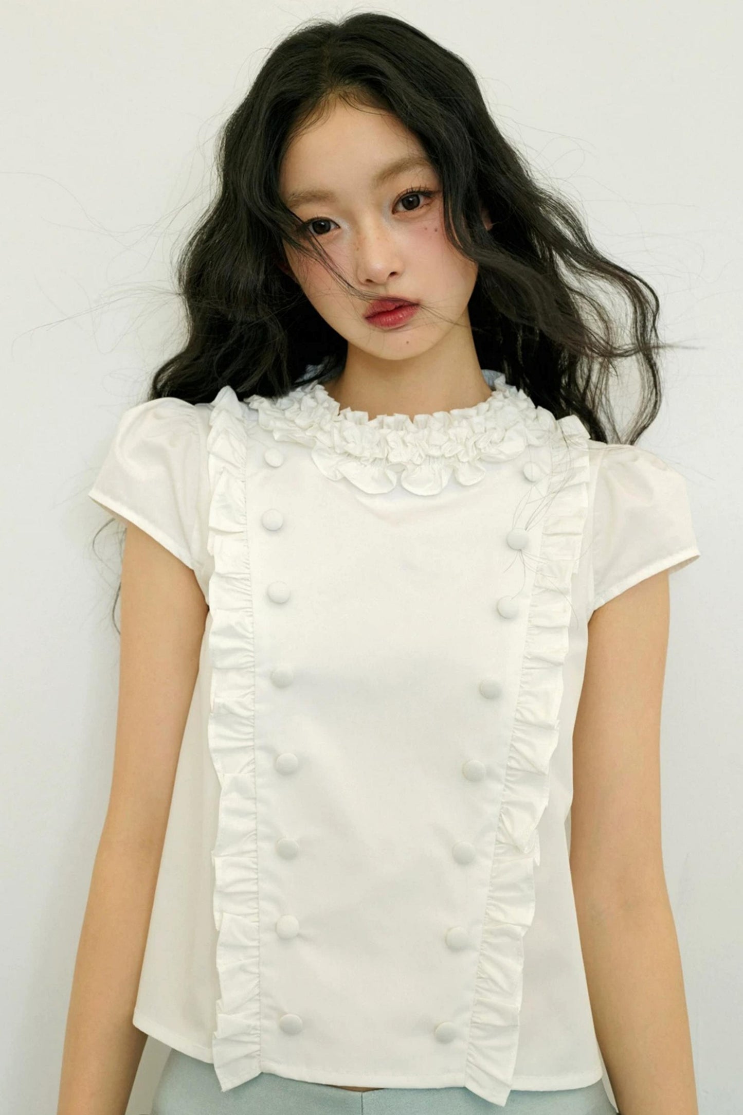 Lace Puff Sleeve White Top