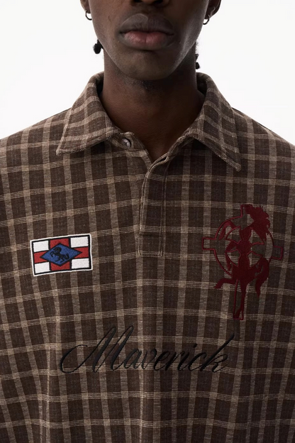 American Retro Plaid Polo Shirt