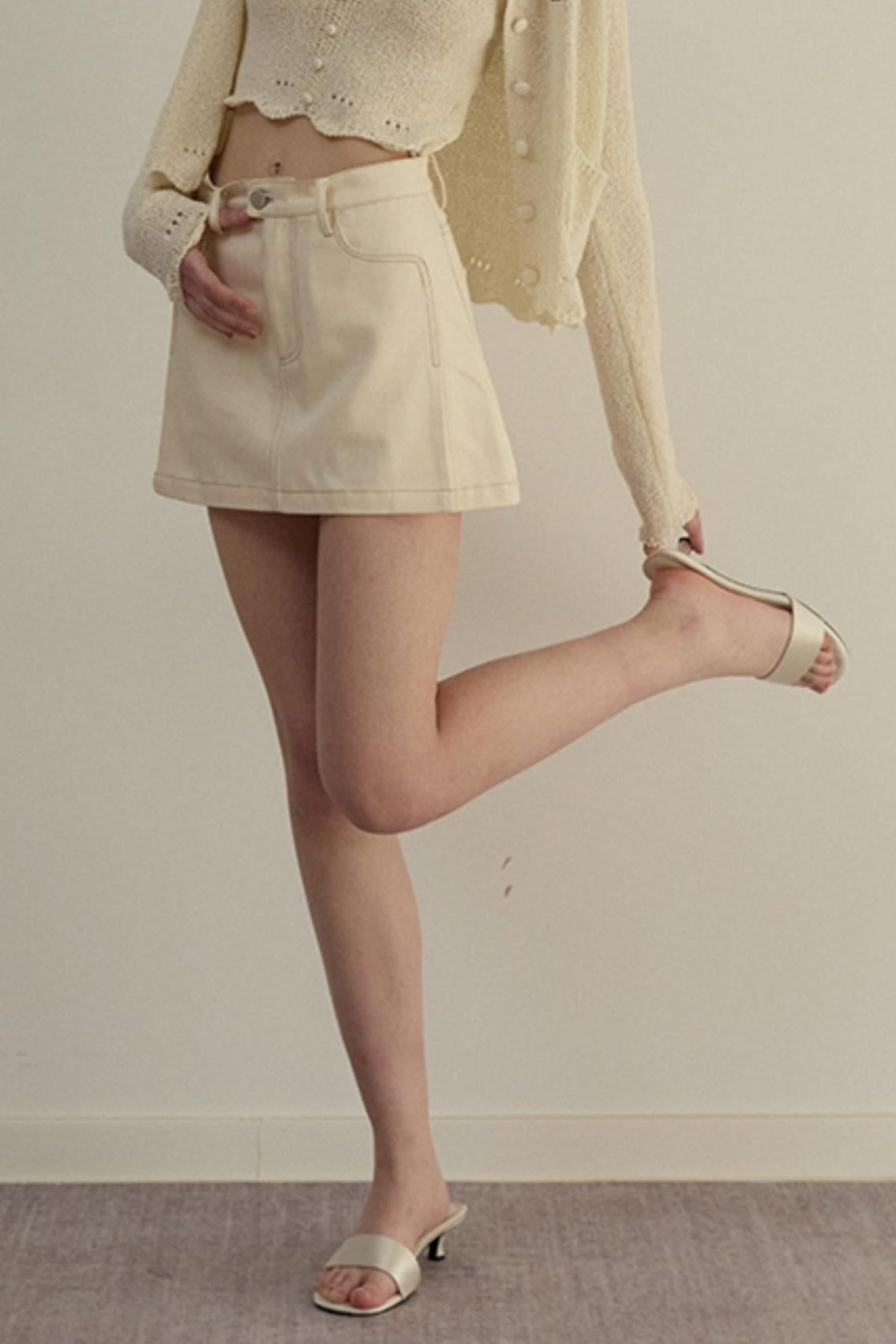 Embroidered A-Line Jacket Skirt Set-Up