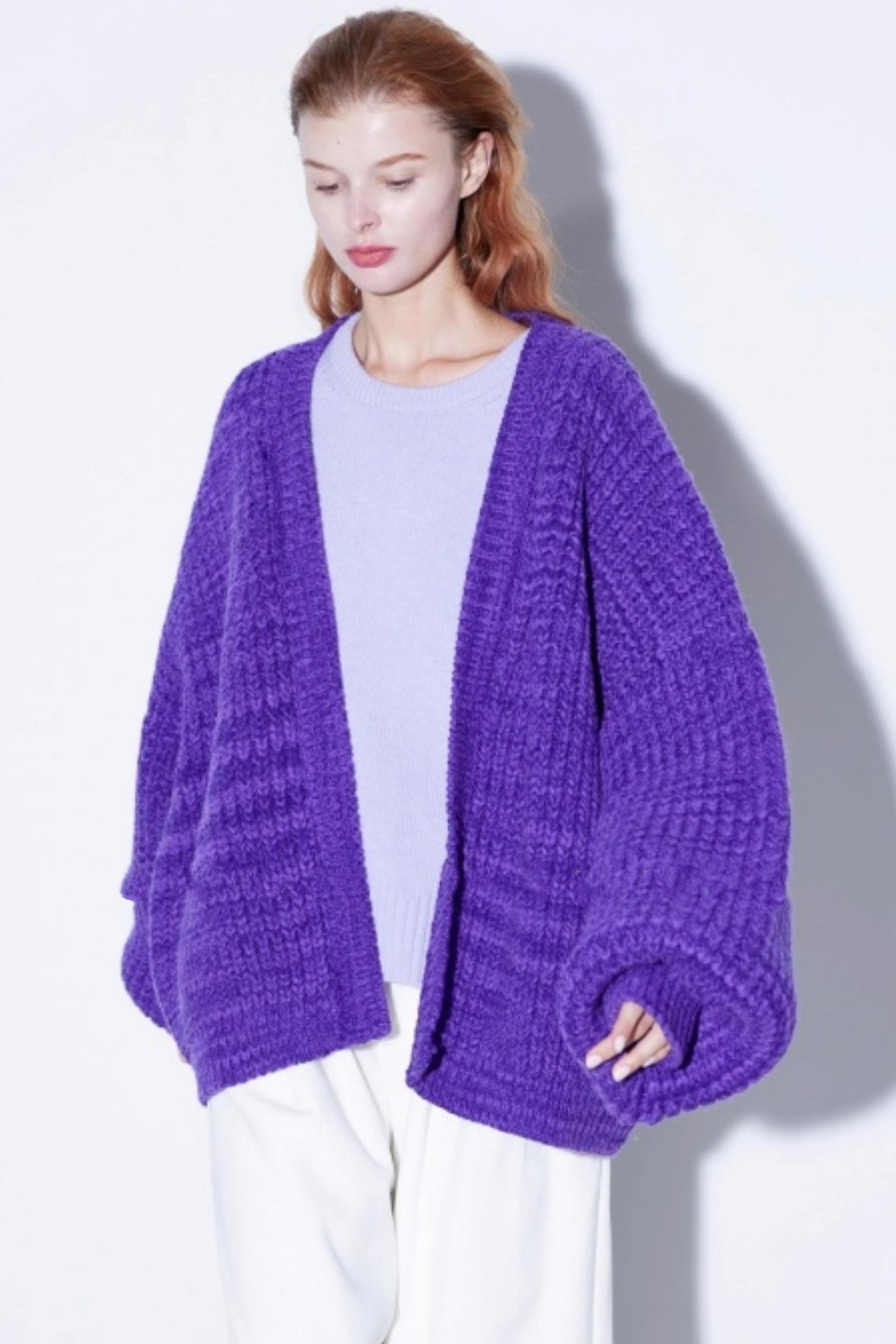 Heavyweight Two-Tone Lantern Cardigan