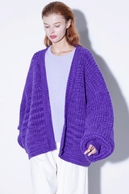Heavyweight Two-Tone Lantern Cardigan